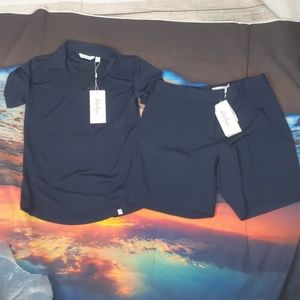 Lady Hagen navy golf set shirt and shorts